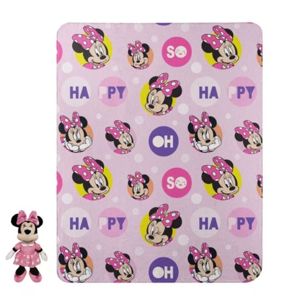 Disney Minnie Mouse Pink So Dotty Character Plush & 40" x 50" Fleece Throw Set - Picture 3 of 3